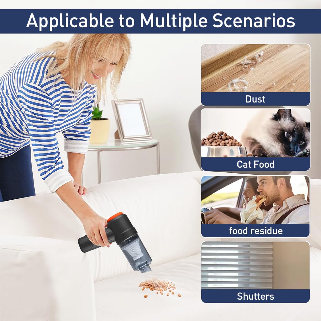 STHIRA Car Vacuum Cleaner for Home and Car Use with 6000Pa Suction and 3600mAh Battery | Cordless HEPA Filter Design