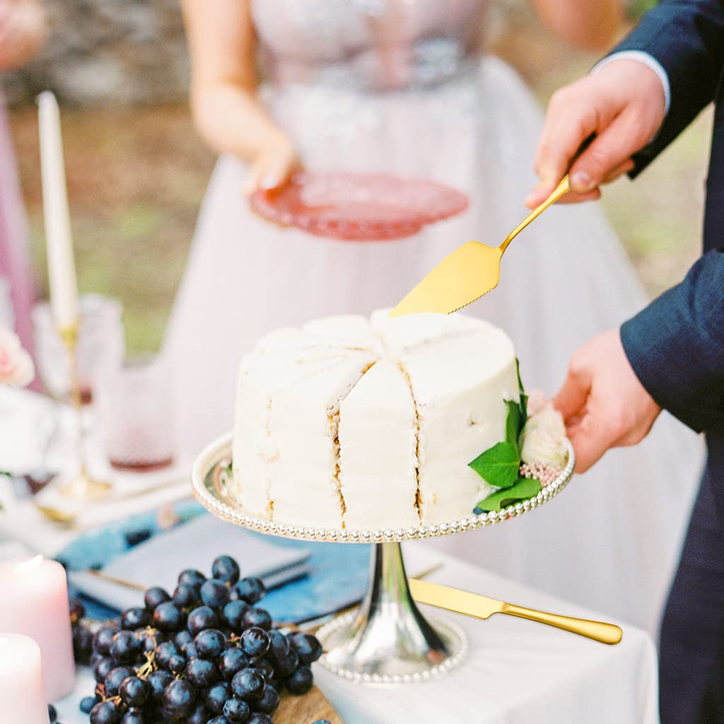 Supvox Cake Server and Cutter Set for 6-8 in Cakes with Serrated Edge and Zinc Alloy Handle | Ideal Gift for Baking Lovers