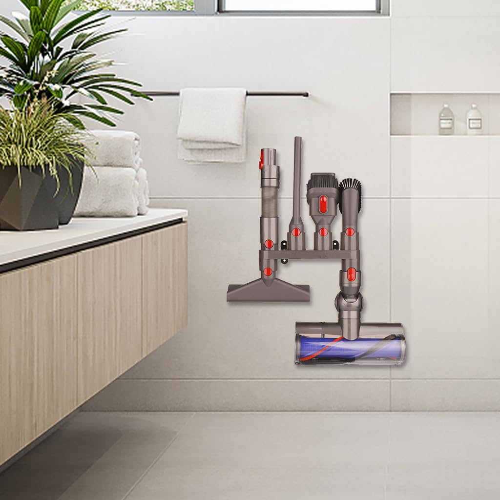 HASTHIP Wall Mounted Holder Organizer for Dyson V7–V15 with 10 Storage Adapters | ABS Accessory Mount Set