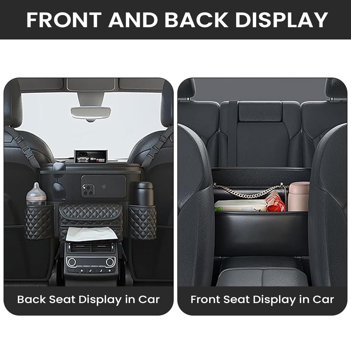 STHIRA Car Organizer for Center Console with Tissue Box and Cup Holder | 3PCS Seat Back Storage