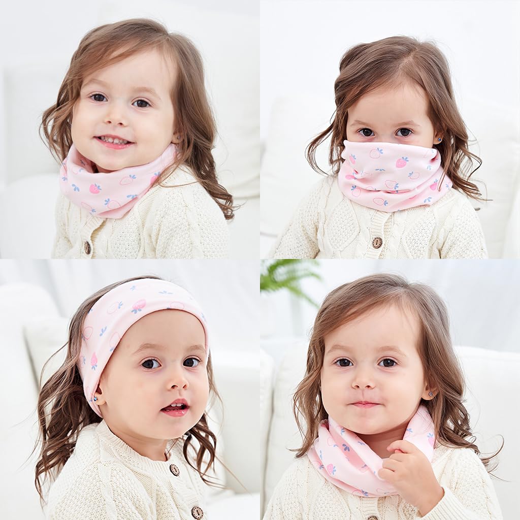SNOWIE SOFT Baby Scarf Set for Outdoor Wear featuring 37x21 cm Stretch Cotton | Cute Neck Warmer and Headband for Toddlers