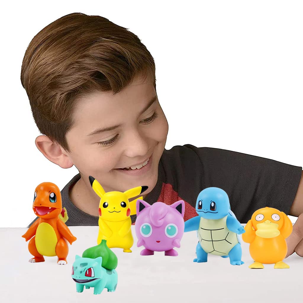 PATPAT® Polyvinyl Chloride 6Pcs Poke-Mon Action Figures Desk Decoration Poke-Mon Toy Figure Toy For Kids Anime Lovers Birthday Gift Room Decoration ( 7-8Cm), Multi Colour