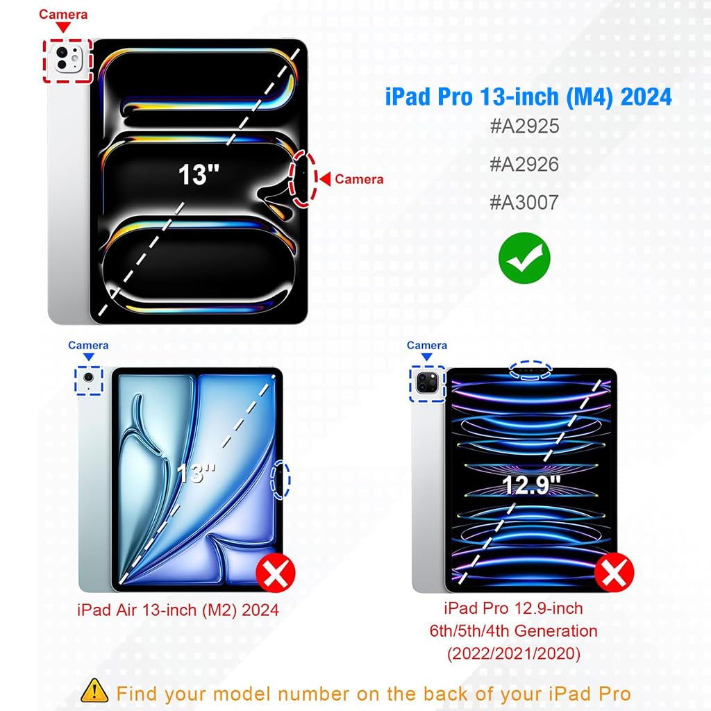 ZORBES Tablet Case for iPad Pro 13 inch 2024 with Pen Holder featuring Acrylic Shell | Marble Pattern Transparent Cover for Models A2925 and A2926