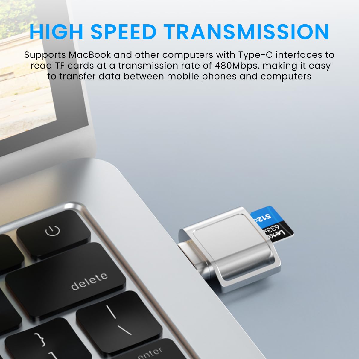 Zeitel TF Card Reader for OTG Phones featuring 480 Mbps Transfer Speed and Keychain Design