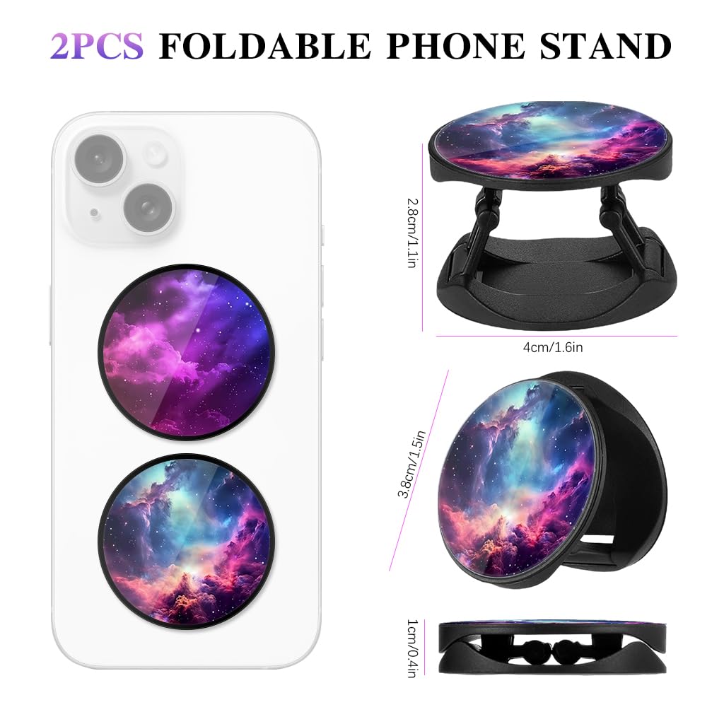 ZORBES® Phone Grip for Phone Case 2 in 1 Folding Phone Grip Phone Stand Dreamy Purple Nebula Fashion Phone Grip 1.57 inches Round Self Adhesive Phone Grip Phone Stand