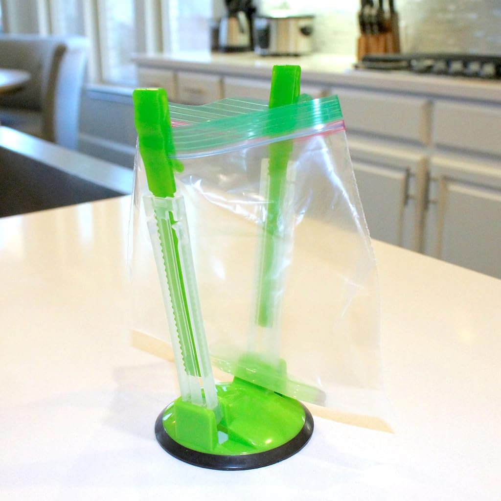 HASTHIP Bag Holder for Freezer Storage Bags with Adjustable Rack and Non Slip Base | Hands Free Food Pouring and Meal Prep