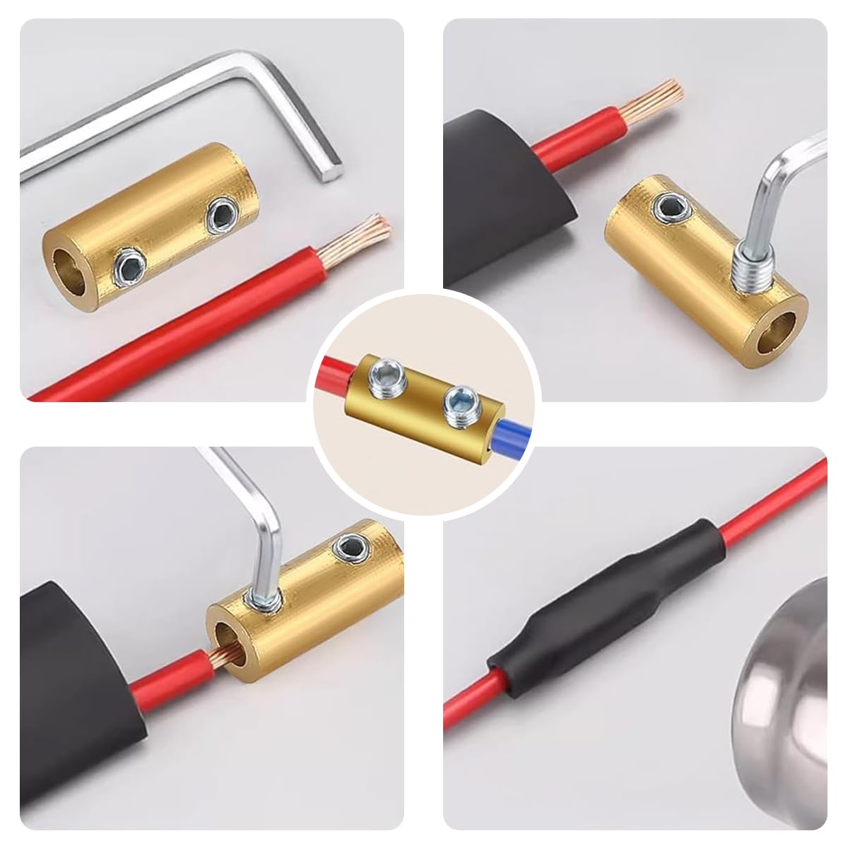 Serplex Wire Connectors Set for 6 AWG Splicing with Hex Screws and Wrench | 80 Amp Capacity