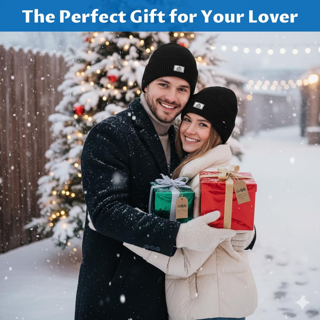 PROBEROS Winter Knitted Balaclava Beanie Hat for Men and Women with Fold Up Brim | Soft Stretchy Warm Ribbed Design