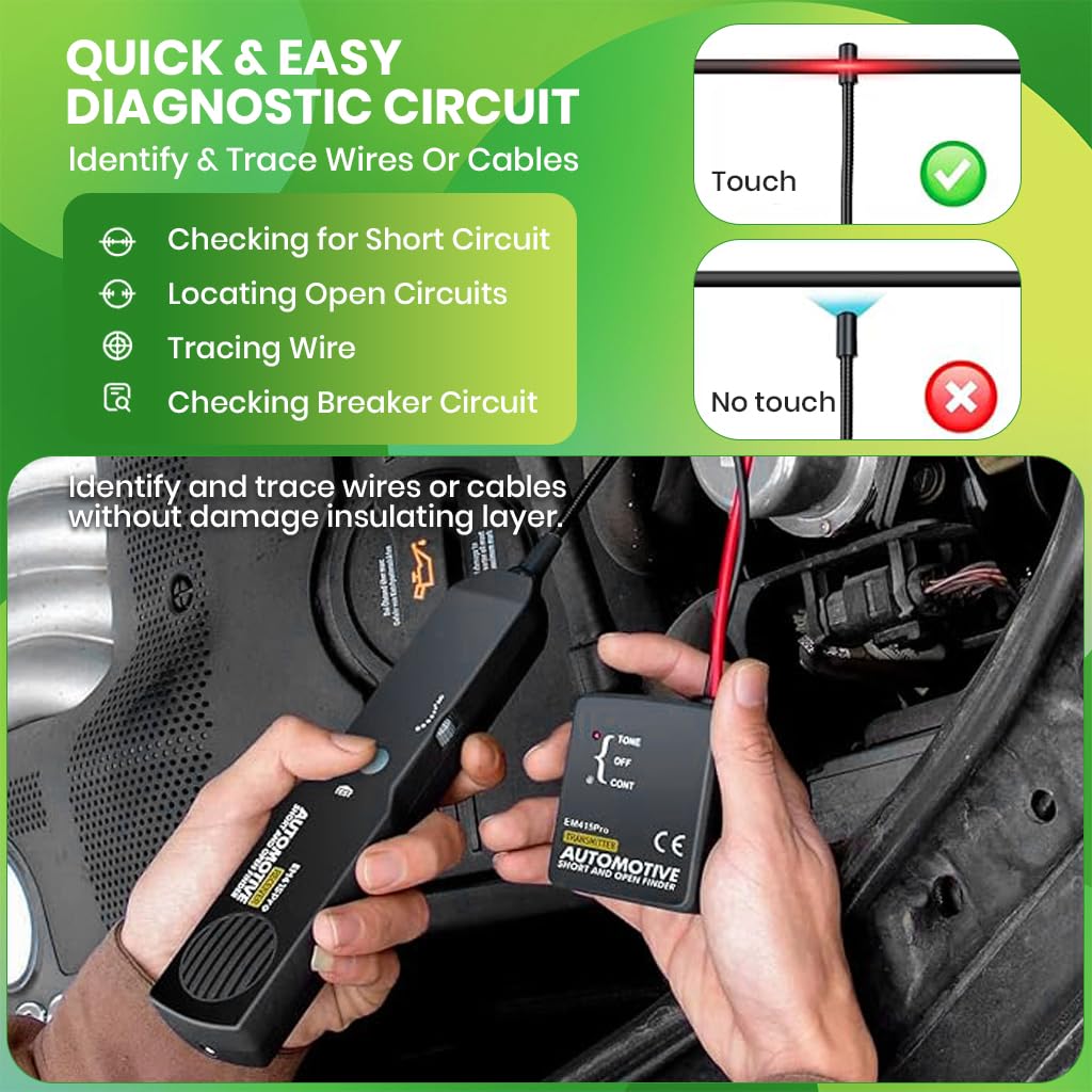 STHIRA Circuit Tracer for Automotive Short and Open Circuits with 7 in Flexible Probe | 6–42V DC Wire Tracker and Tester