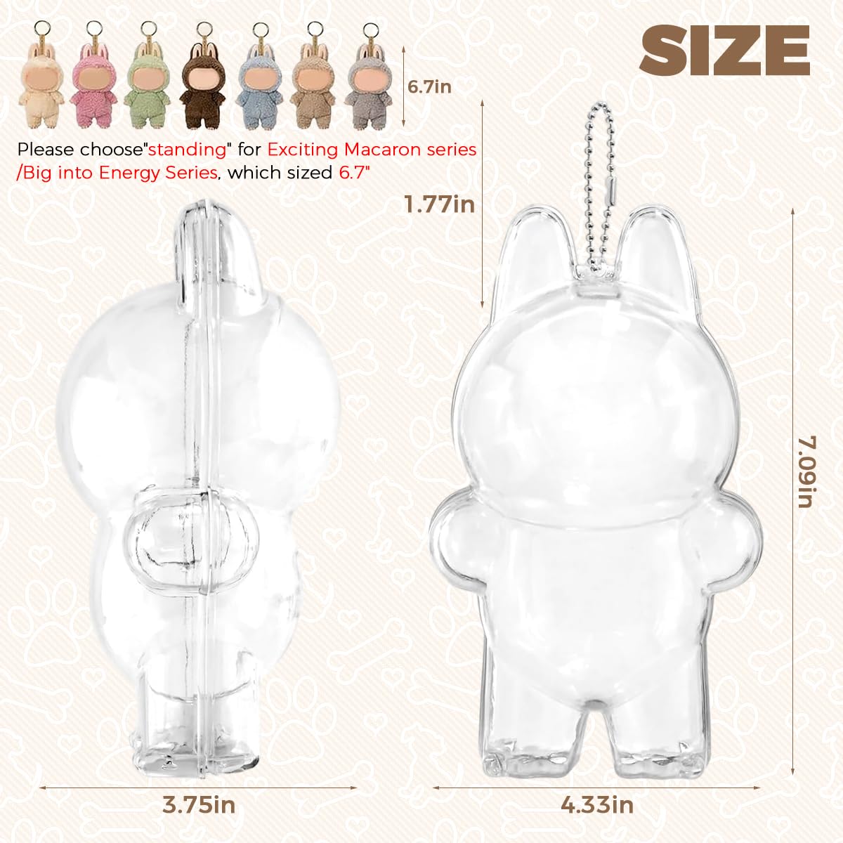 Fancyku Protective Cover for 17cm Plush Doll with Transparent PVC Display Case | Dust Proof Storage