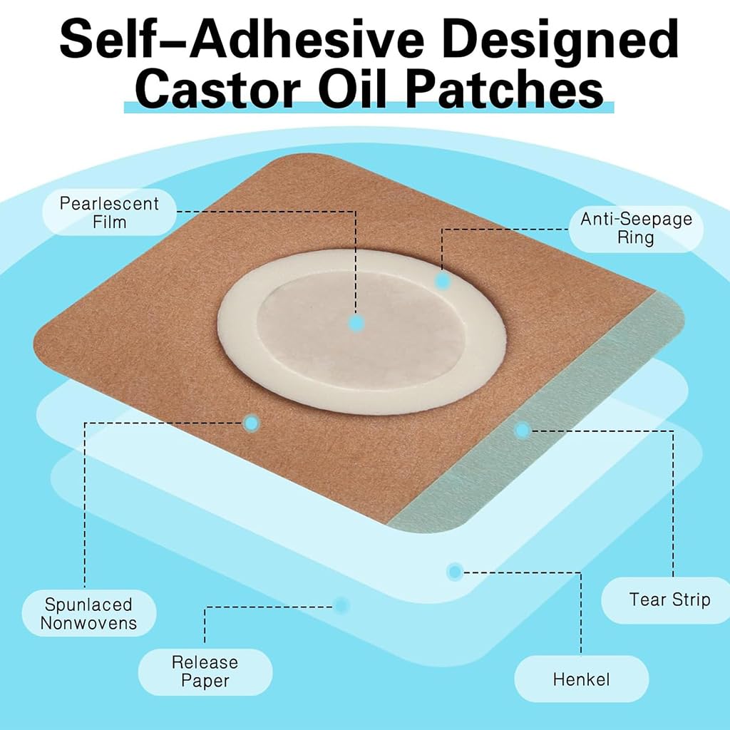 ZIBUYU Castor Oil Belly Button Patches for Home Therapy with High Absorbency Organic Cotton