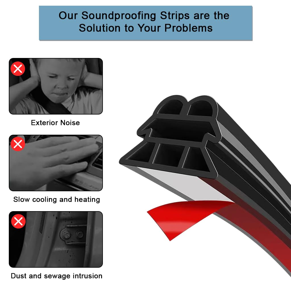 STHIRA Car Door Seal Strip for SUV Van and Pickup featuring 52.5Ft Cuttable Rubber Trim | Triple Layer Soundproof Weatherproof Design
