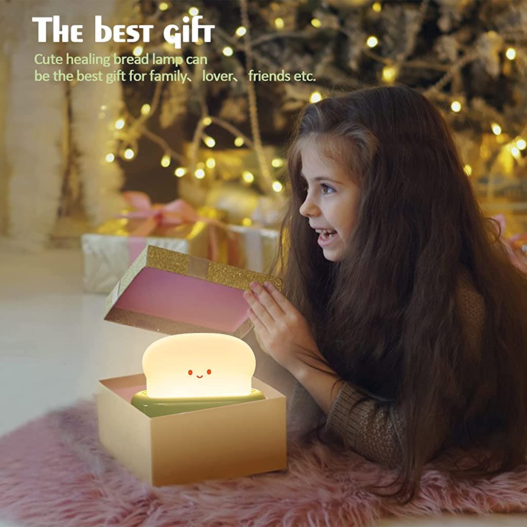 ELEPHANTBOAT Plastic Desk Lamp for Kids featuring Cartoon Toaster Design and USB Rechargeable Warm Dimmable LED | 3PCS Green Set