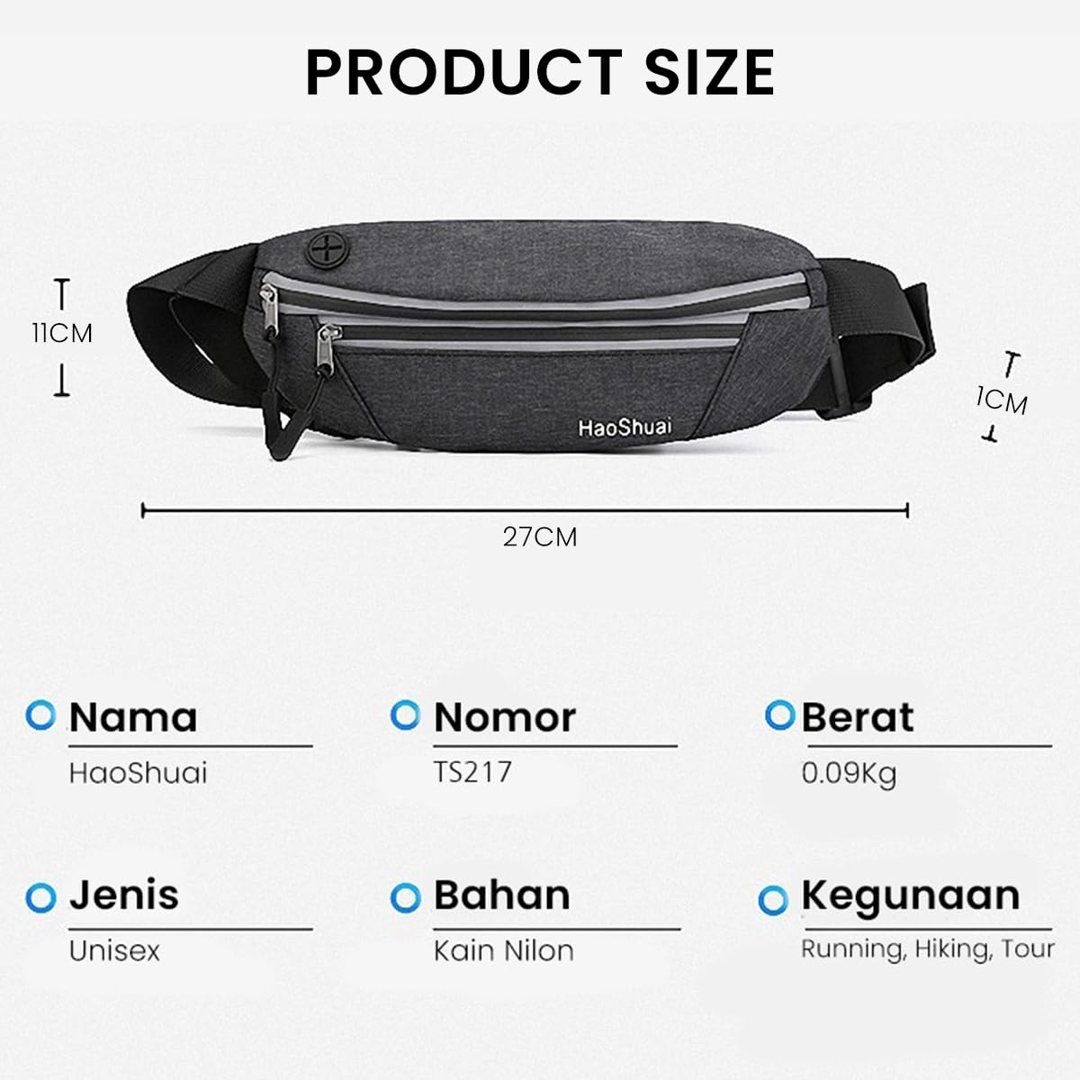 Venzina Waist Bag for Running with Double Layer Compartments and Earphone Hole | Waterproof Nylon Pack for Men and Women