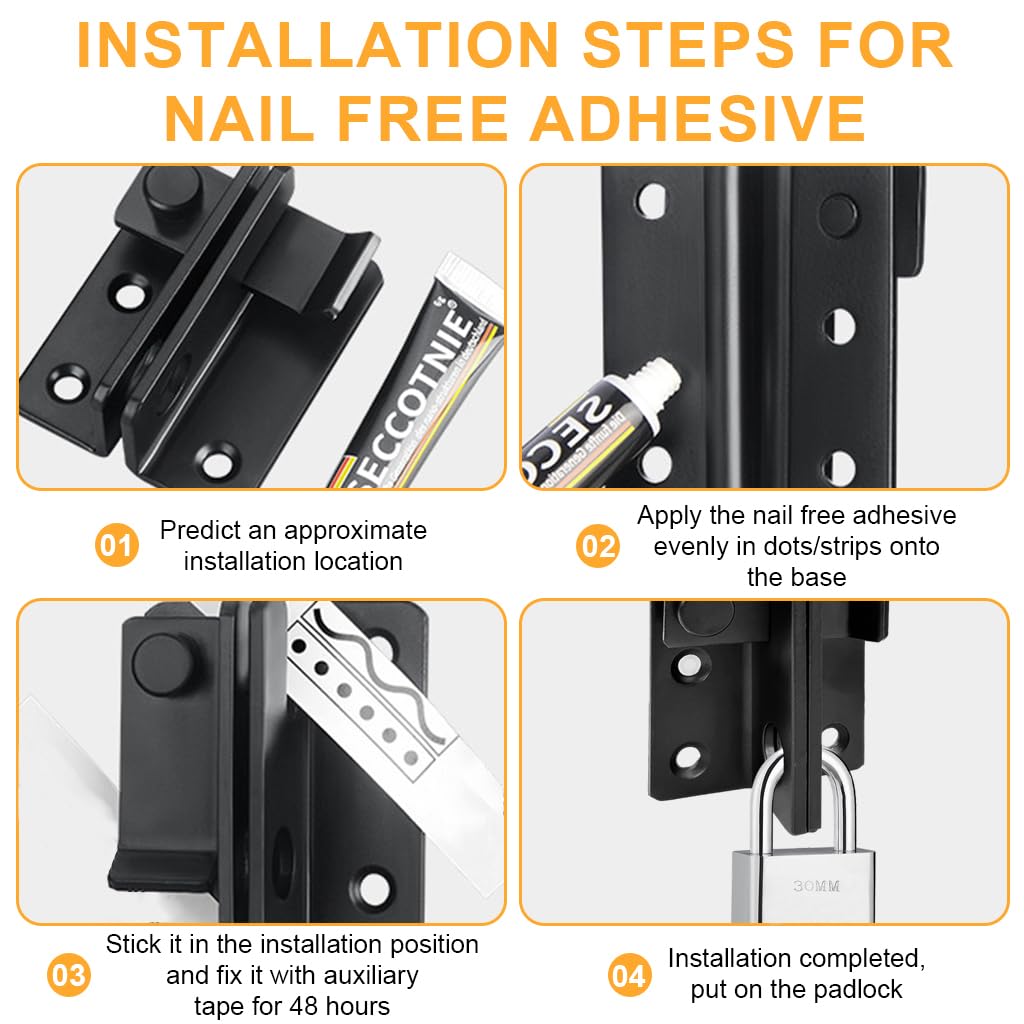 Serplex Flip Latch Gate Latch for Doors and Cabinets with 2 in 1 Padlock Slot | Stainless Steel No Drill Security Kit