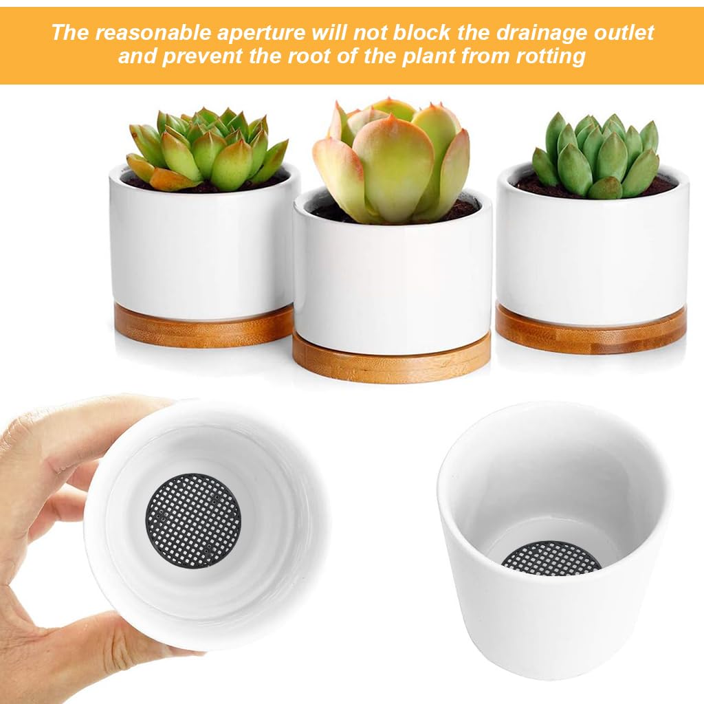 HASTHIP Flower Pot Hole Mesh Pad for Bonsai and Succulent Drainage 100 pcs 7.5 cm Plastic | Reusable Soil Retention Screen