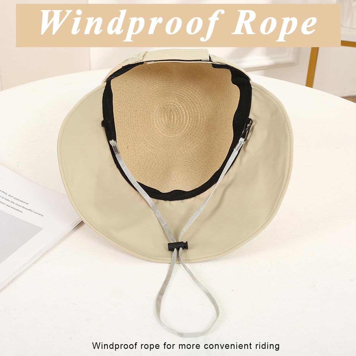 Venzina Straw Hat for Women featuring Wide Brim UPF50+ Sun Protection and Adjustable Fit