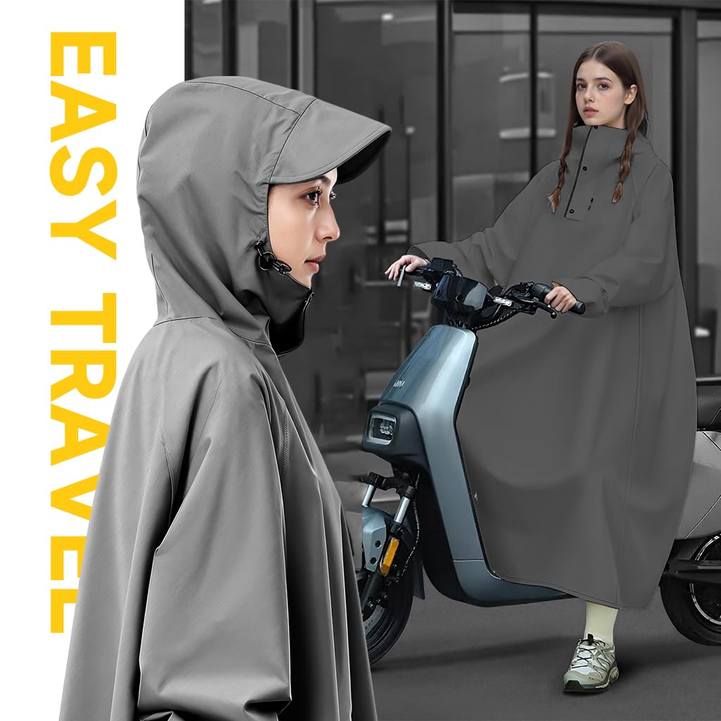 PALAY Rain Coat for Women 124cm Extra Long Waterproof Poncho with Hood and Wide Brim