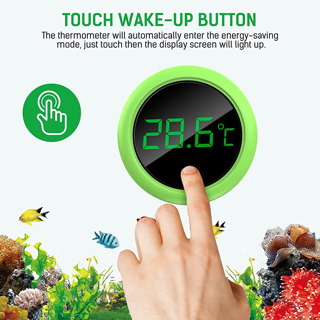 Qpets Wireless LED Aquarium Thermometer for Fish Tanks with 0–60 °C Range and 5‑Second Sensor | LCD Display Stick‑On Design