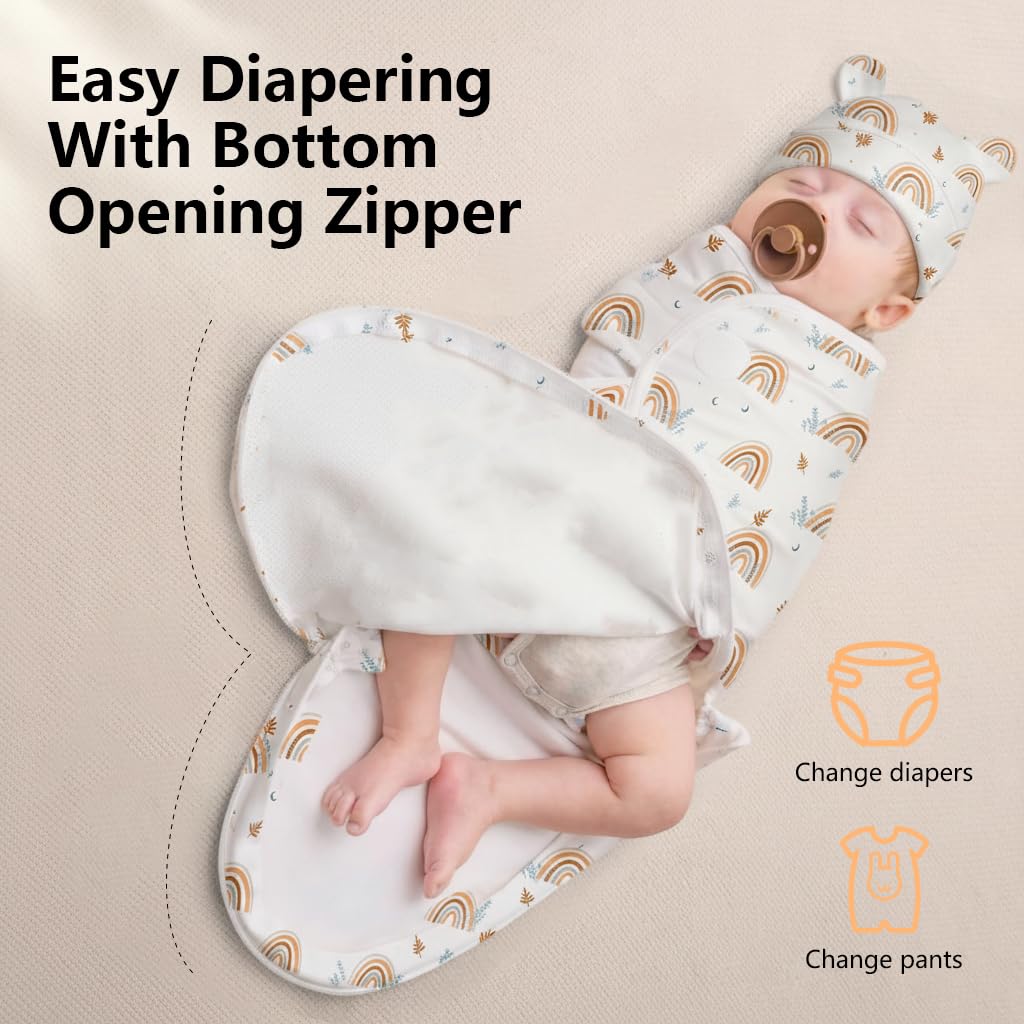 SNOWIE SOFT Swaddle for Newborn Baby with 2 Way Zipper and Arms Up Design | 70cm Pure Cotton