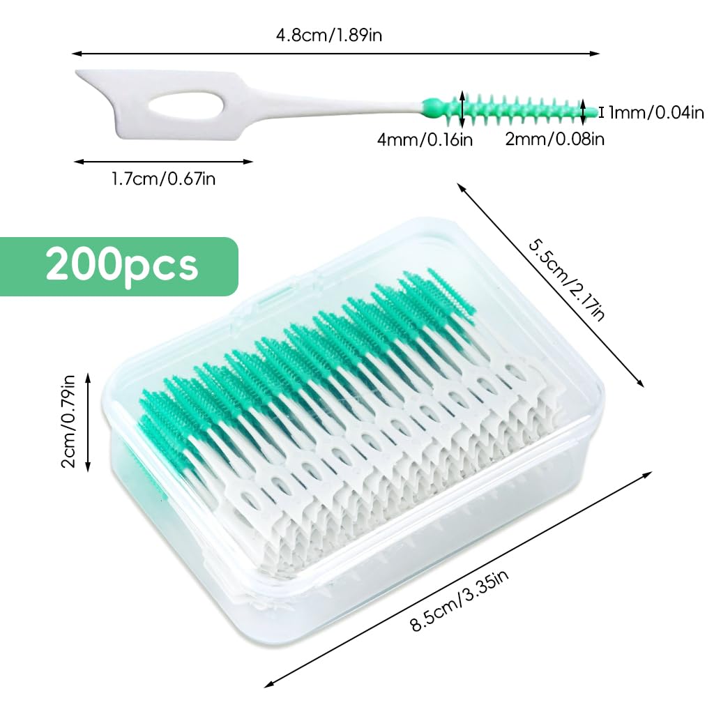 ZIBUYU® 200 Pieces Dual-Use Interdental Brushes Soft Silicone,