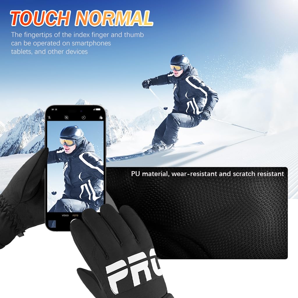 GUSTAVE Winter Gloves for Men with Fleece Lining and Anti Slip Grip | Waterproof Windproof 2PCS