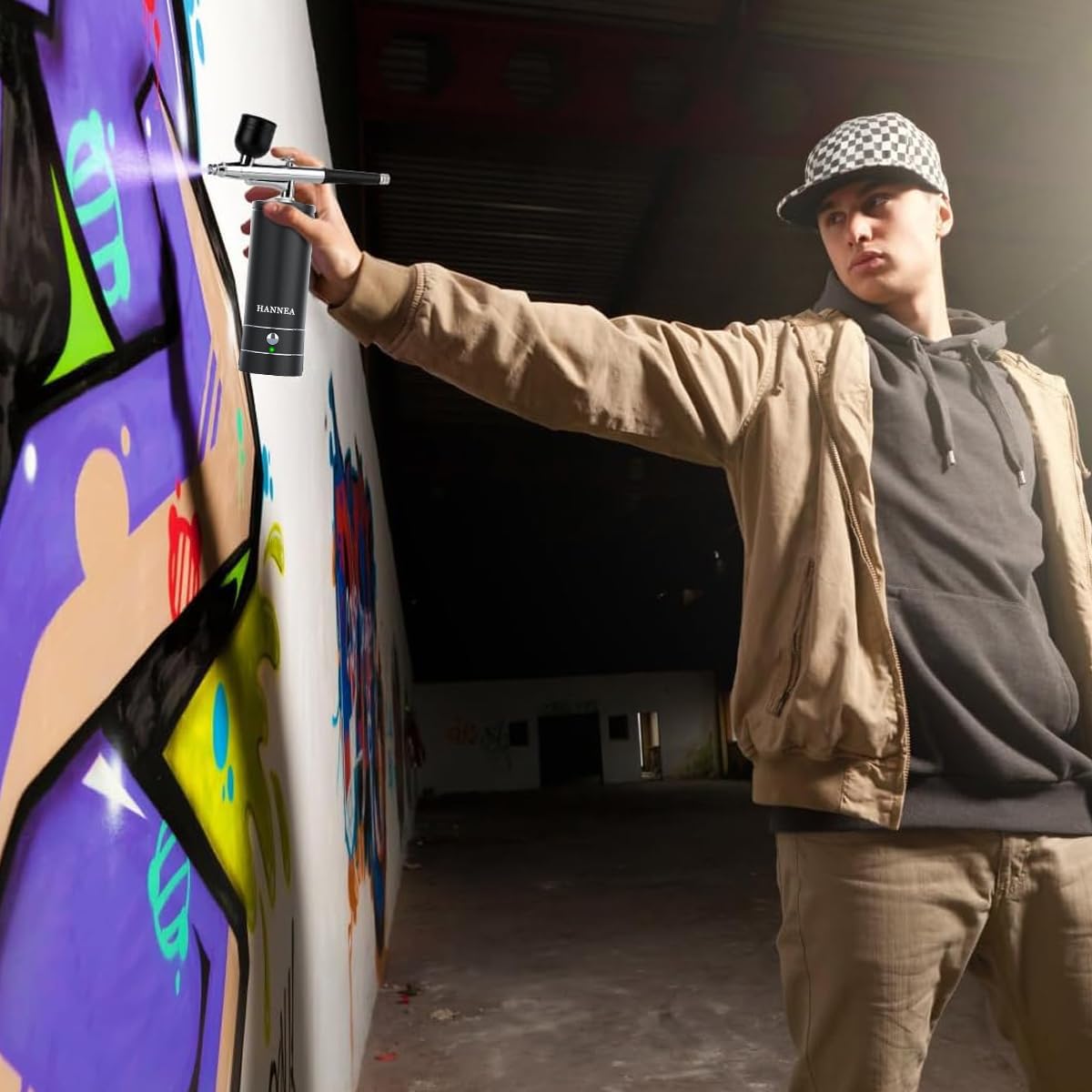 HANNEA Airbrush Kit for Makeup and Cake Decorating with 23–27 PSI Power | 0.3mm Nozzle and Ergonomic Handheld Design