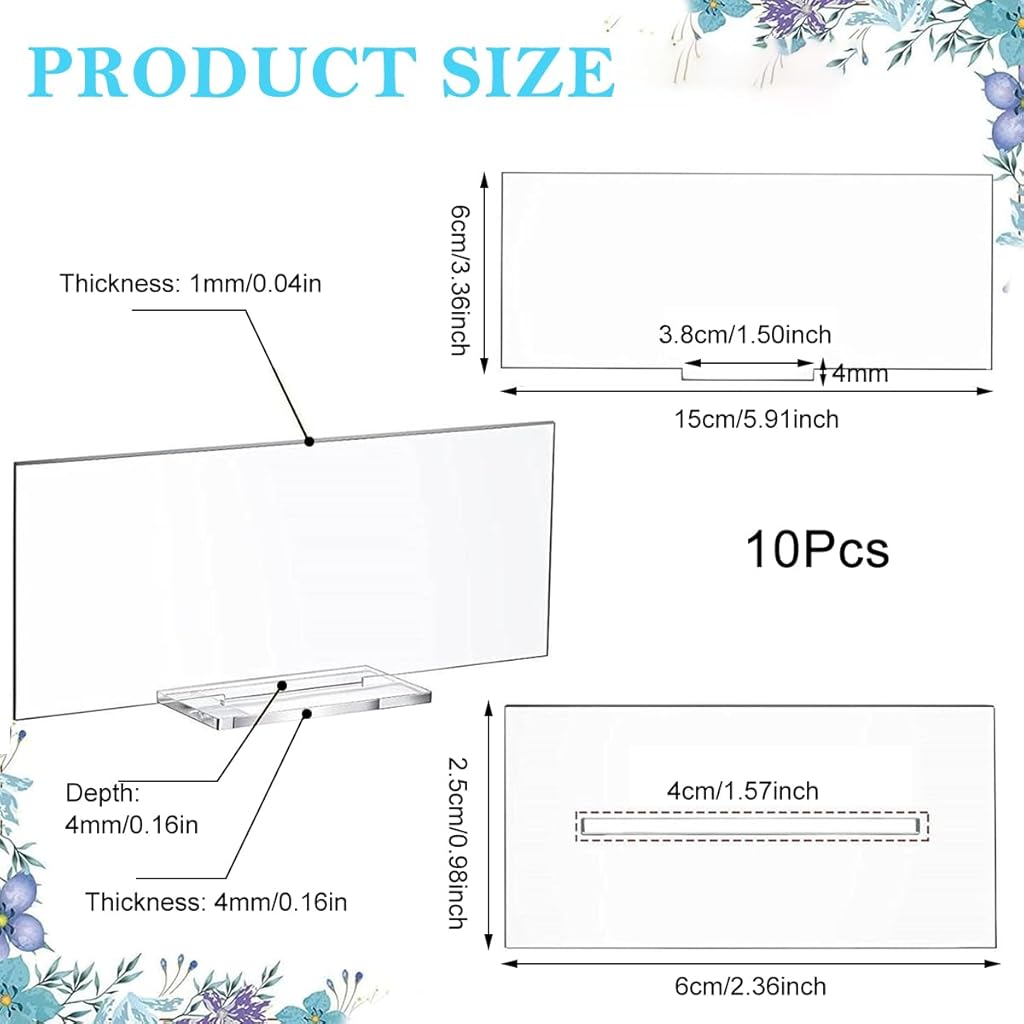 Climberty® 10Pcs Acrylic Table Sign Holders with Bases Tabletop Sign Holders Clear Sign Holders Party Event Wedding  Supplies Stores Price Tag Holders Table Number Holder, 5.9x2.36inches