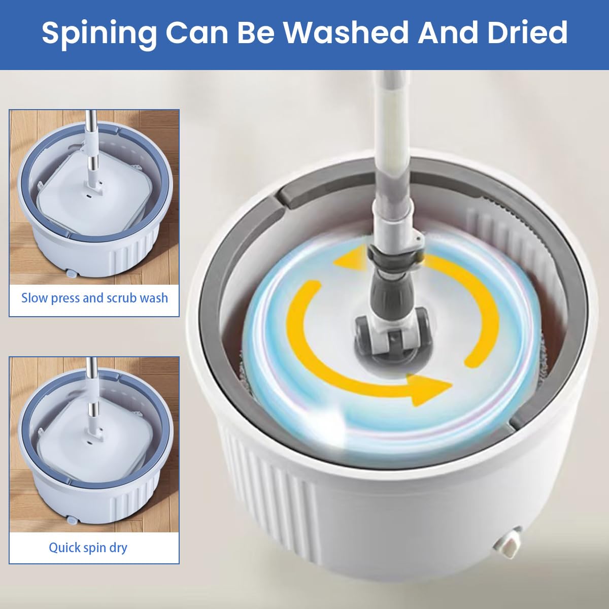 HASTHIP Microfiber Flat Floor Mop for Wet and Dry Cleaning with 3.5L Self Wringing Bucket and 360° Swivel Head