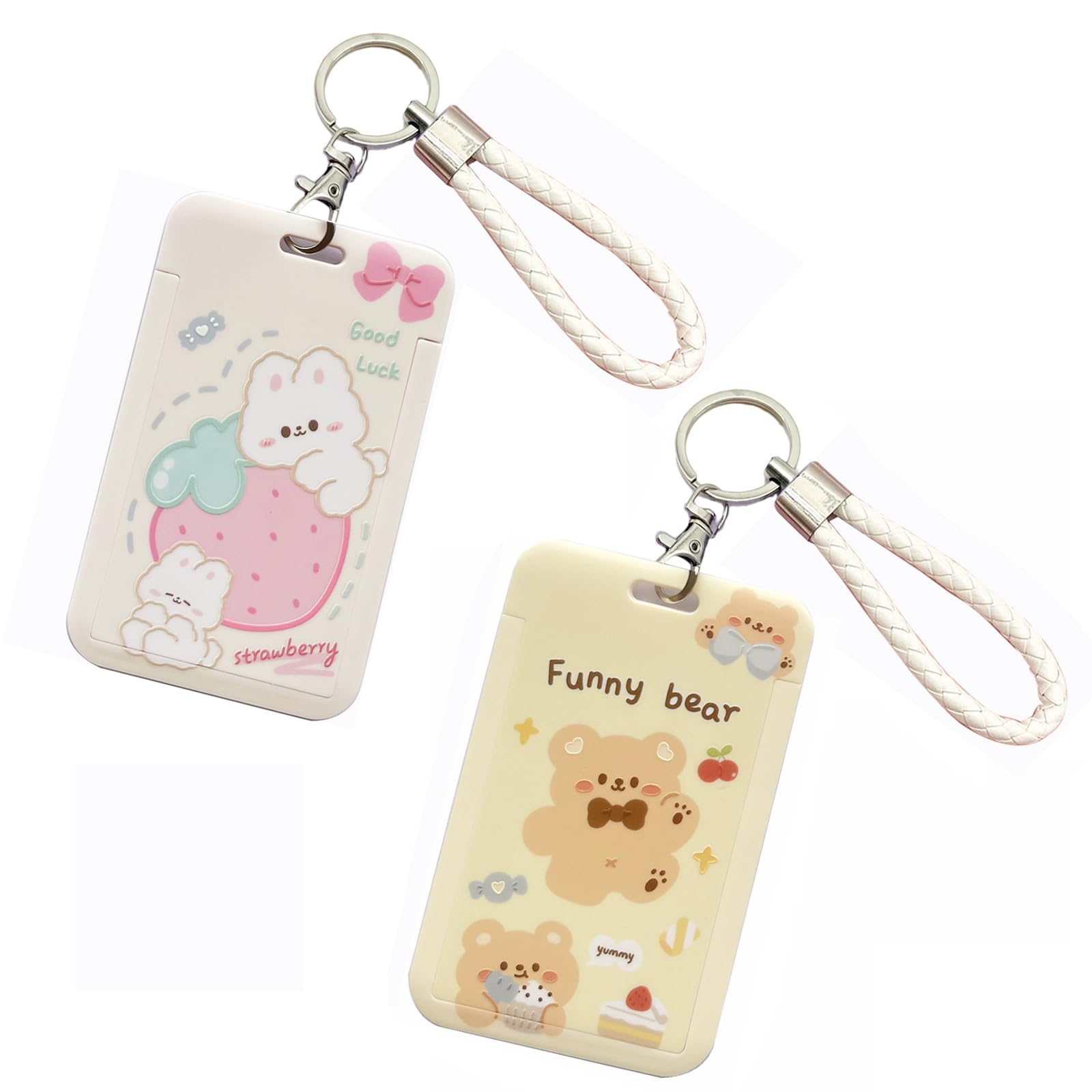 PATPAT® 2 Pcs Kpop Photocard Holder PC Holder Kpop ID Badge with Keychain Hard Shell Protective Photo Sleeves