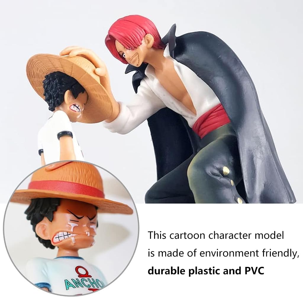 Zibuyu One Piece Luffy & Shanks Anime Statue for Desk Decor featuring PVC build 15x9x17.5cm | Gift for Fans
