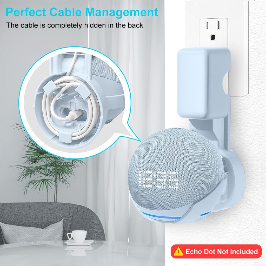 ZORBES Echo Dot Wall Mount Alexa Stand for 4th and 5th Gen with Cable Management | White and Blue 2PCS Holder