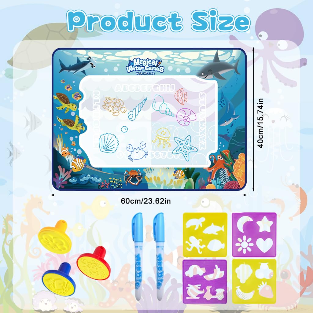 PATPAT Water Doodle Mat for Kids with 100x80cm Reusable Drawing Surface | Mess Free Creative Play