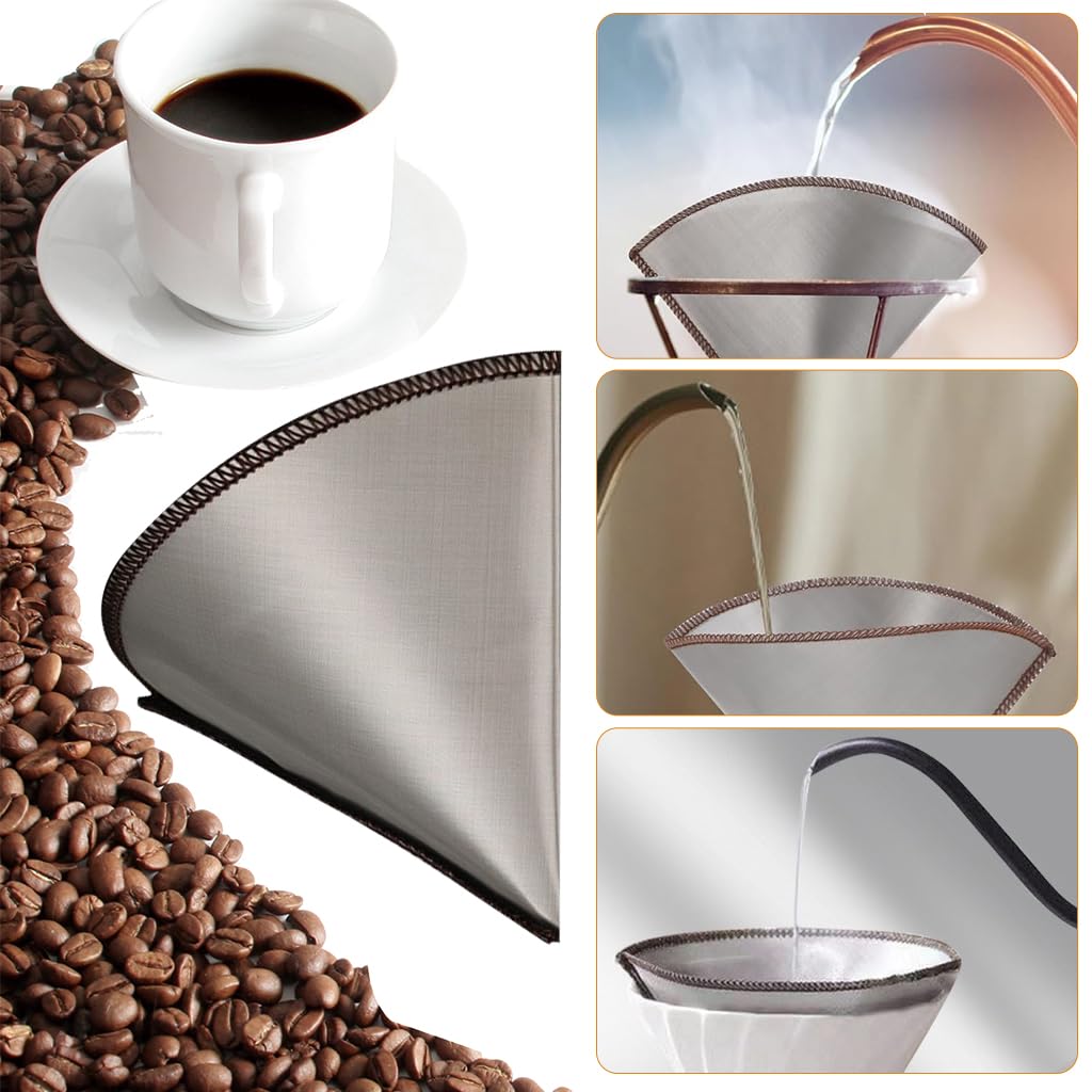 Supvox Stainless Steel Coffee Filter for Pour Over with Fine Mesh | 3–4 Cup Reusable Design