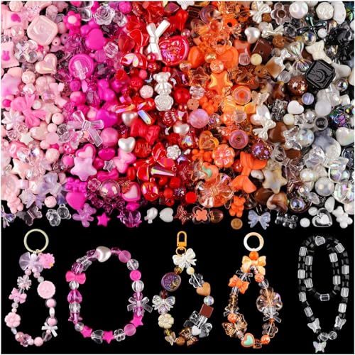SANNIDHI® 240g Bulk Beads Assorted Color Acrylic Beads Kit for DIY Bracelet Making Craft Beads Making Mixed Charms, Spacer Beads, DIY Beading Craft for DIY Bracelet Making, Jewelry Making, Phone Chain