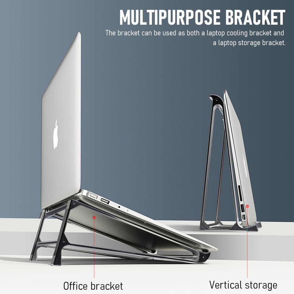 Verilux® Aluminium Laptop Stand Laptop Vertical MacBook Stand Holder Laptop Organizer Anti-Slip Laptop Stand Laptop Riser for 13-17.4 inch MacBook Lenovo