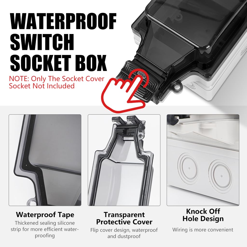 Serplex Electrical Box Cover for Outdoor and Indoor Use featuring Flip Up Lid and IP66 Waterproof 86x86mm | ABS Copper Construction