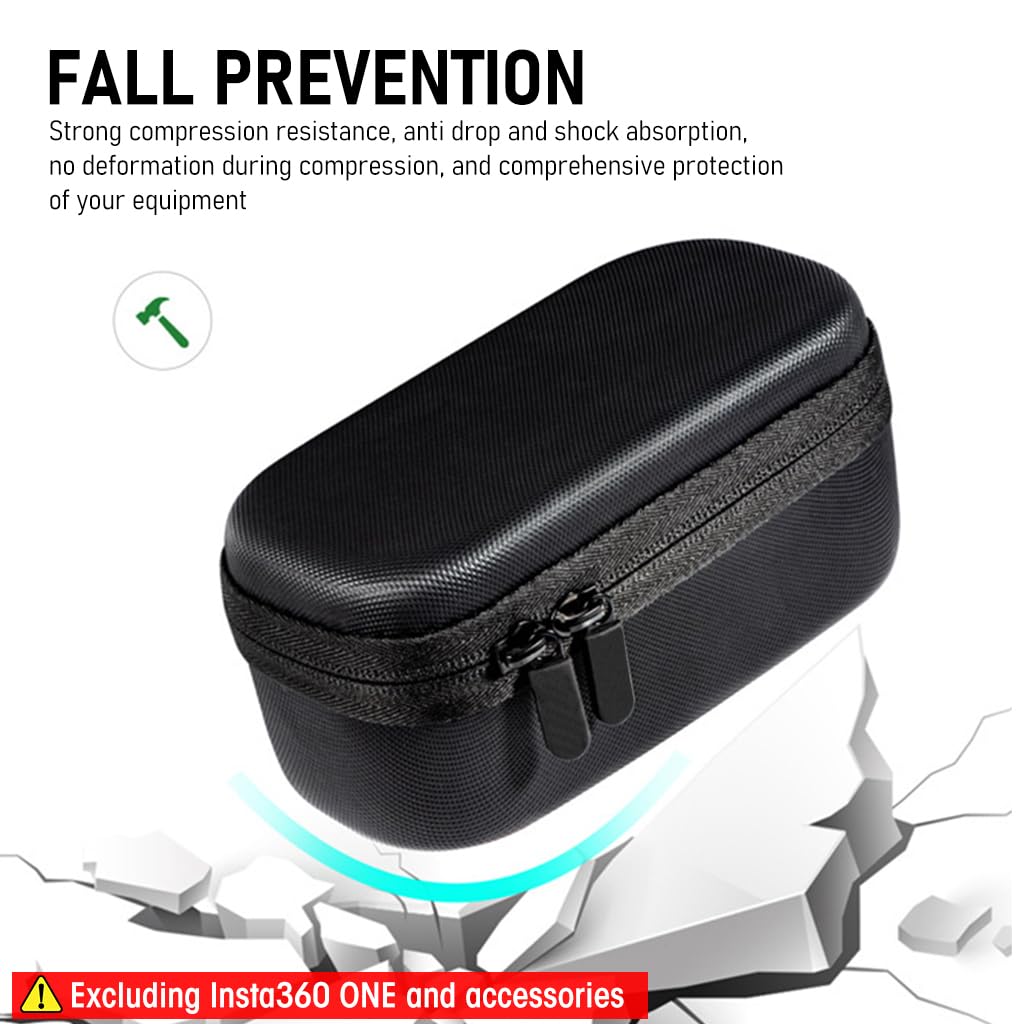 Carrying Case for Insta360 ONE RS Camera with 170 x 90.8 x 72.6mm Shell and Dual Zipper | Waterproof PU Bag featuring Custom Compartments