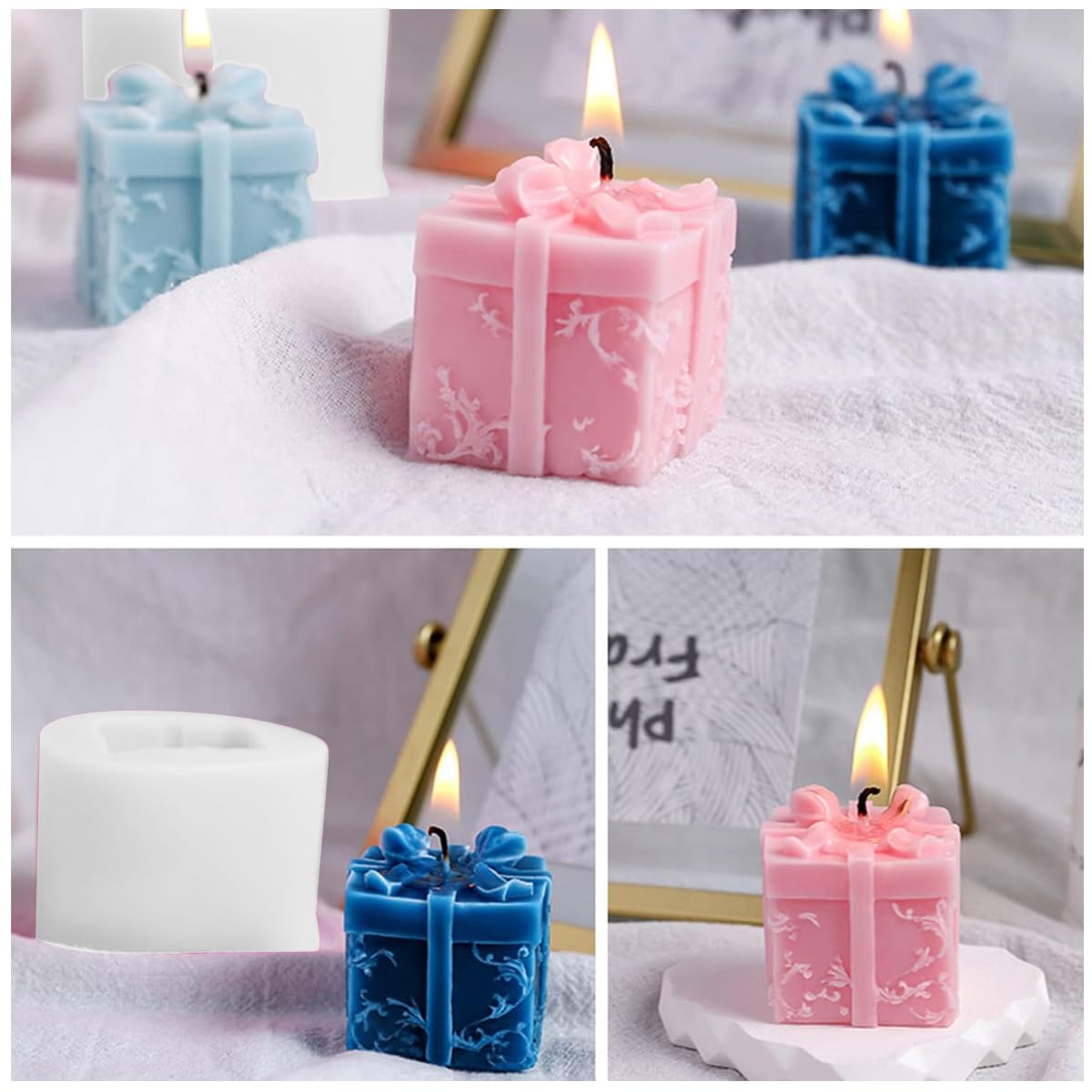 ZIBUYU Silicone Mold for DIY Gift Boxes featuring Embossed Bow Design | Resin Clay Soap Craft