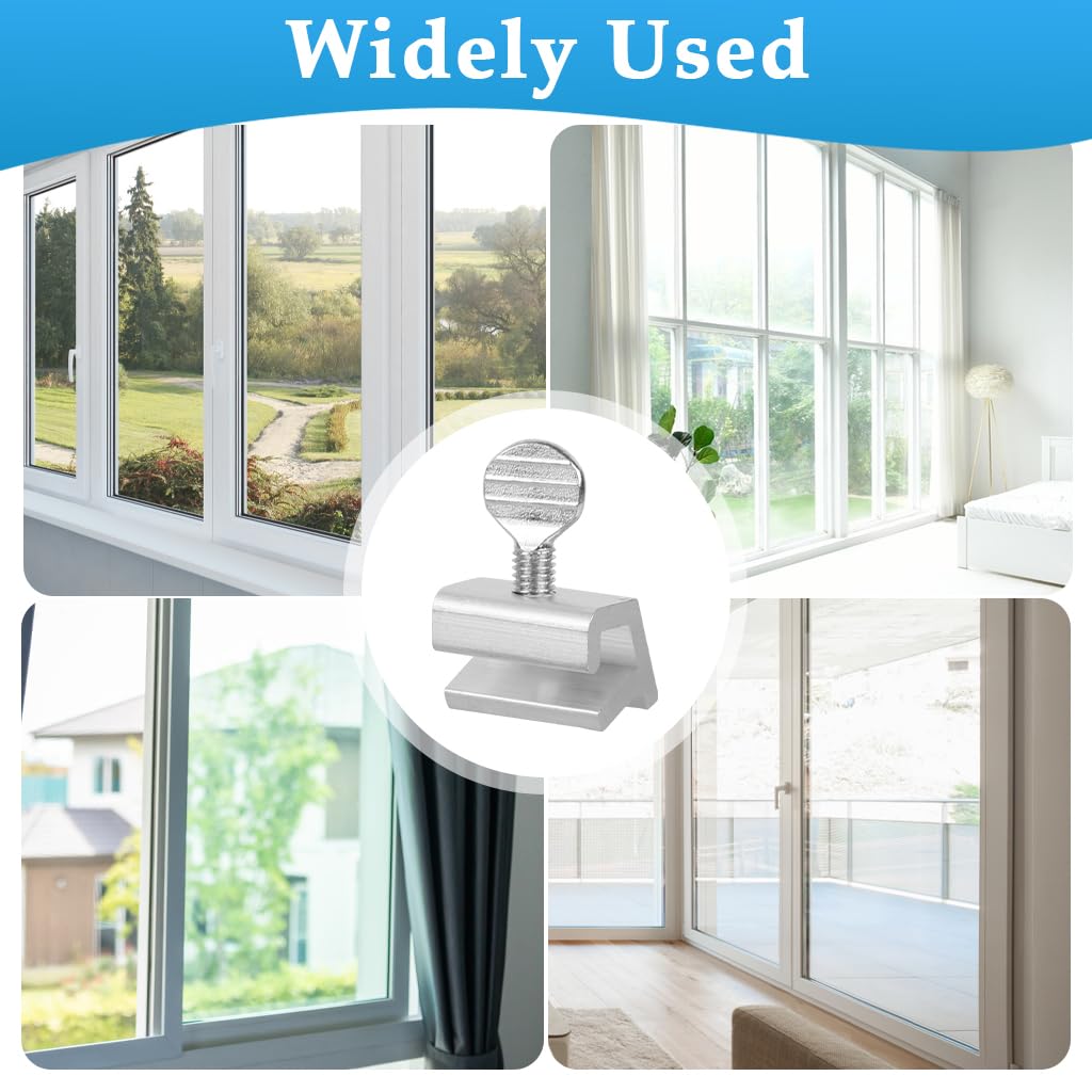 HASTHIP Sliding Door Lock for Windows and Doors with Keyed Adjustment 4Pcs Silver | Aluminum Stopper Fits 5.5mm Clearance