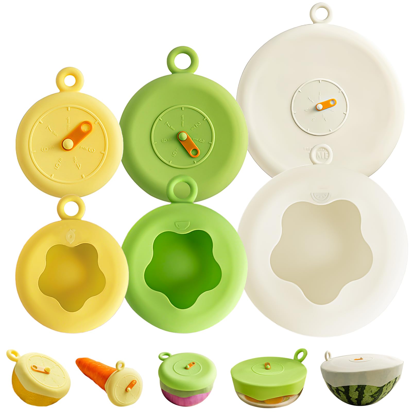 Supvox® 6 Pcs Silicone Stretch Lids Set for Food Storage for Fruit, Vegetable and Bowls, Microwave and Dishwasher Safe-Multicolor