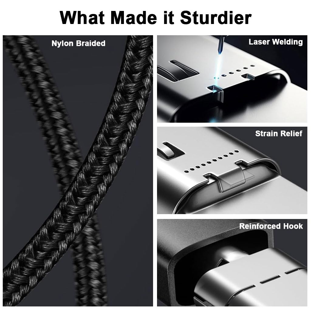 JSAUX Type C Cable for Fast Charging with 100W 5A Power and 6.6ft Nylon Braided Design | 480Mbps Data Transfer