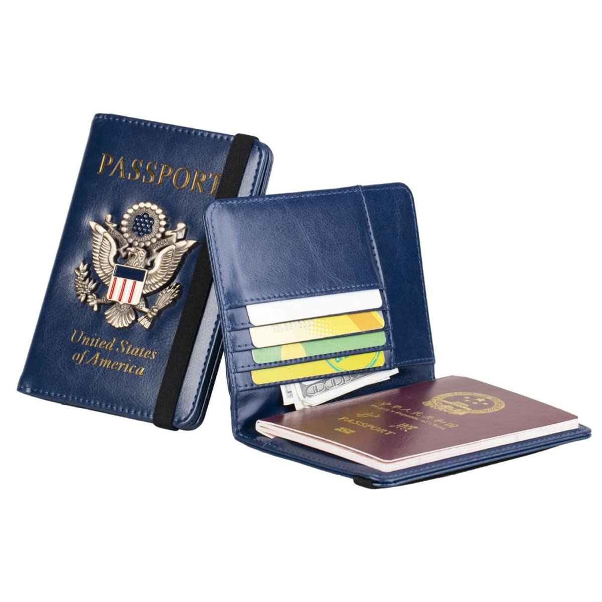 GUSTAVE Passport Holder for Travel with RFID Protection and Bifold Design | 14.2×10.5×1cm PU Leather Wallet