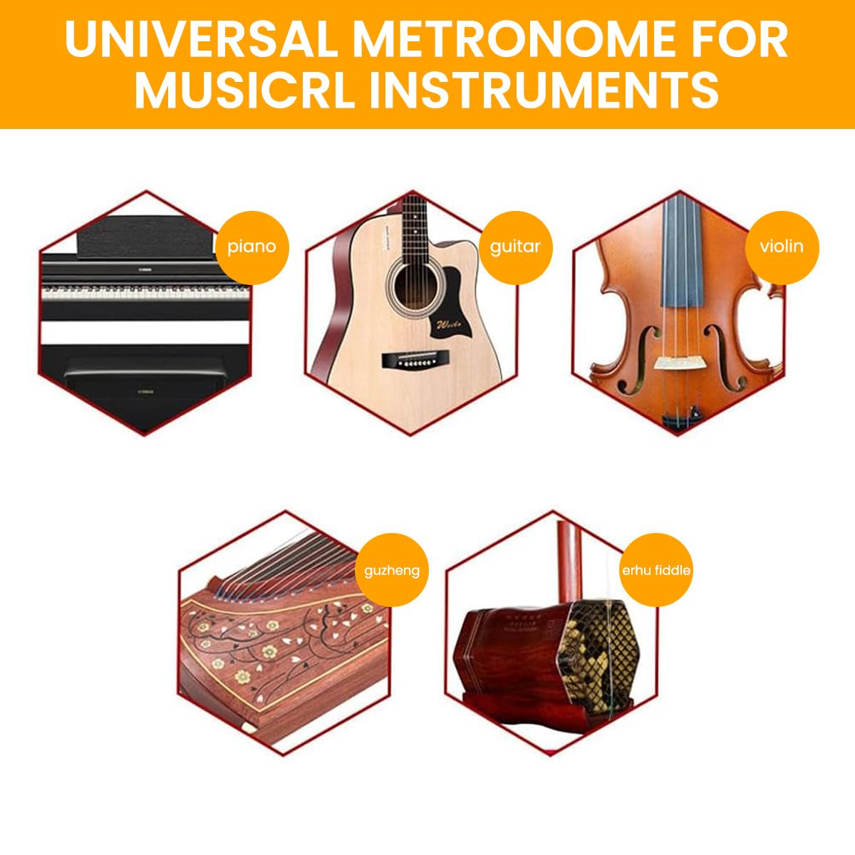 HASTHIP Digital Clip On Guitar Metronome with LCD Display and 3.5mm Jack | 3 PCS Battery Operated