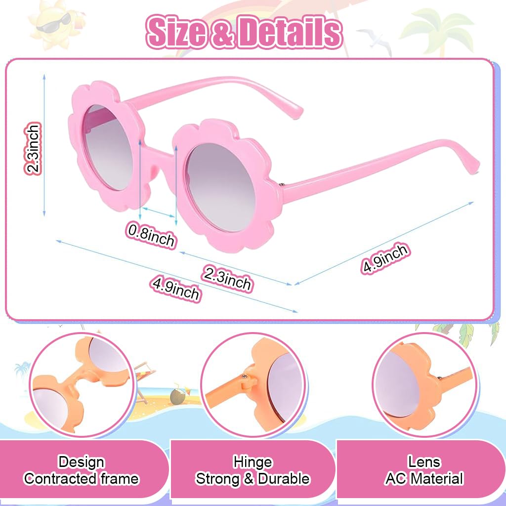 SNOWIE SOFT® 3Pcs Girls Sunglasses Kids Summer Sunglasses Round Flower Framed Sunglasses Outdoor UV Protection Beach Sunglasses for Kids 3-8 Years Old