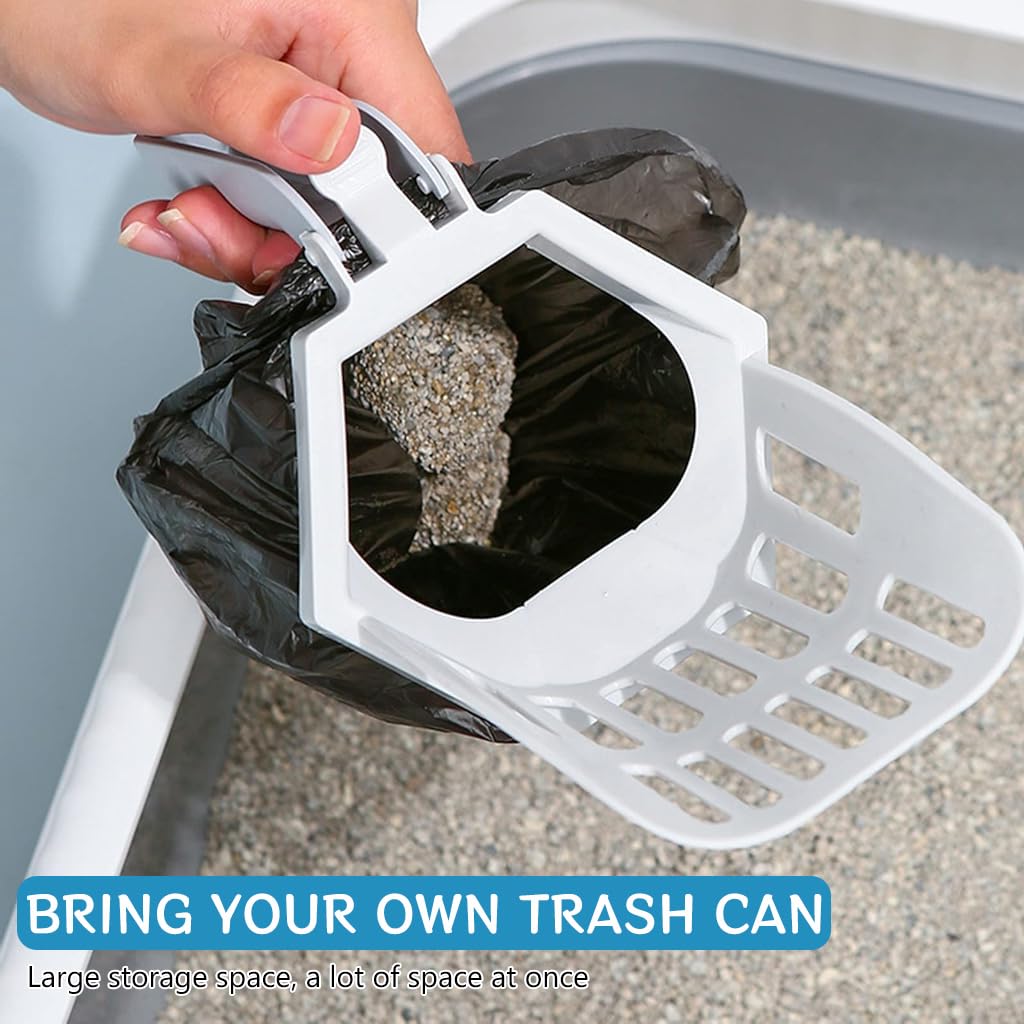 Qpets Cat Litter Shovel for Easy Cleaning with Integrated Waste Bin and Bag Dispenser | 3 in 1 Tool