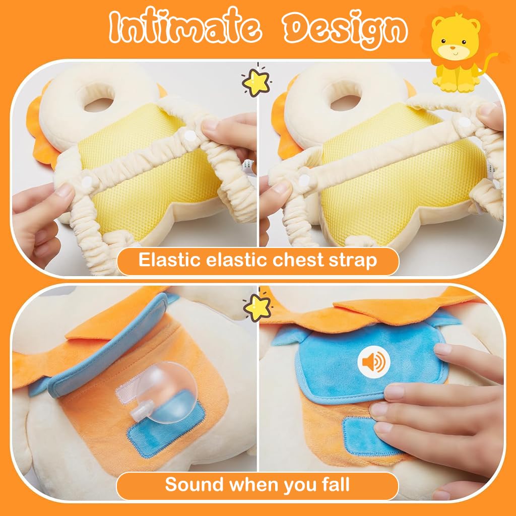 ZIBUYU Baby Head Protector for First Walking with Built in Squeeze Toy and Soft Cotton 20x30cm