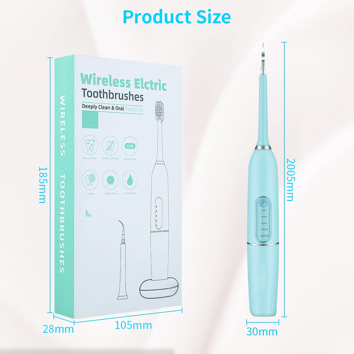 HANNEA Teeth Whitening Products Ultrasonic Tooth Care and Cleaner Kit Professional Stainless Steel Teeth Cleaning Kit Teeth Stain Remover for Teeth Improving