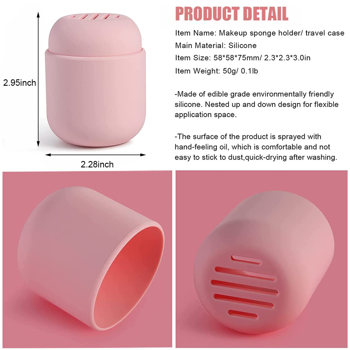 MAYCREATE Beauty Blender Holder for Travel with 58×58×75mm Size | Breathable Silicone Case