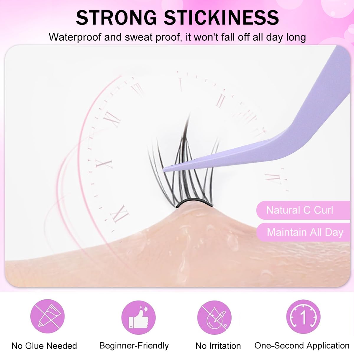 MAYCREATE Self Adhesive Eyelashes for Natural Look with Pre Glued Strips and Soft Fiber | Easy Wear